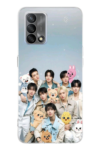 TechTree Printed Silicone Case Compatible with Oppo A74, Tray Kids K-Pop Group and Skzoo Themed