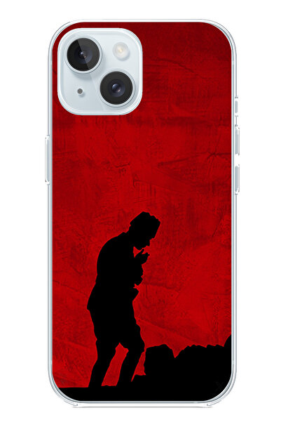 TechTree حافظة سيليكون أتاتورك مطبوع متوافقة مع هاتف iPhone 15 مع تفاصيل ظل وشكل