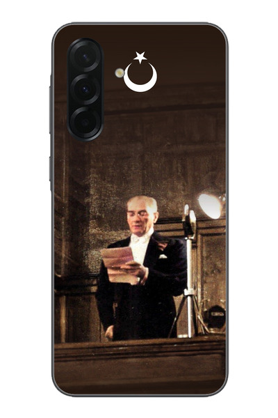 TechTree حافظة سيليكون متوافقة مع هاتف سامسونج جالاكسي A36، مناسبة لـ Atatürk First Assembly Speech B مطبوع