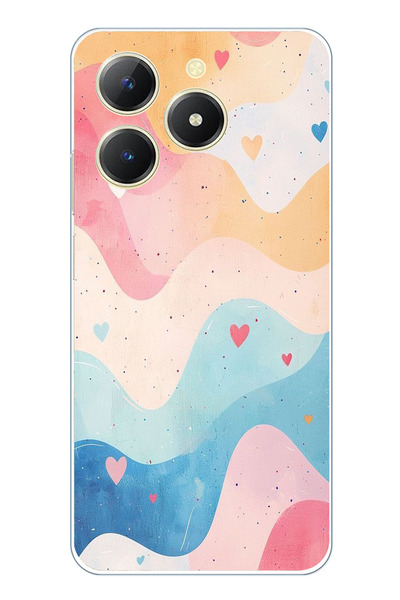 TechTree حافظة سيليكون متوافقة مع هاتف Realme C61 ذات ألوان باستيل ومموجة وقل...