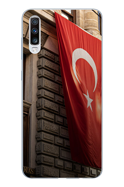 TechTree حافظة سيليكون متوافقة مع هاتف سامسونج جالاكسي A50-A30S بعلم تركيا مطبوع