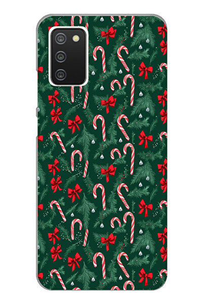 TechTree حافظة سيليكون متوافقة مع هاتف سامسونج جالاكسي A02S لشجرة عيد الميلاد وعصا الحلوى مطبوع