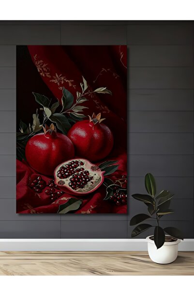 Teona Ahşap Nar Taneleri Yağlı Boya Görünümlü Ahşap Dekoratif Ev,Antre,Salon,...