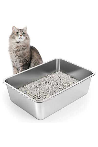 Acotsun صندوق فضلات للقطط من الفولاذ المقاوم للصدأ، صينية فضلات معدنية للقطط ...