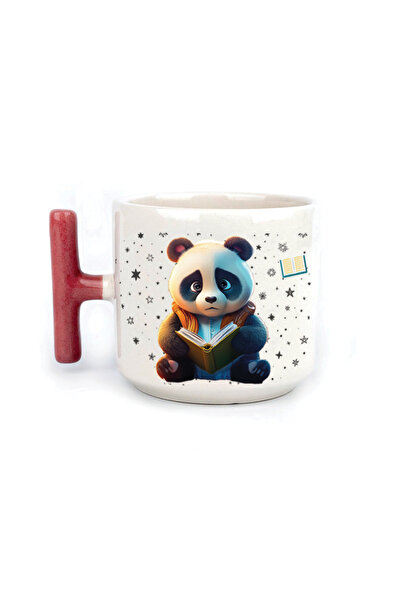 Kırtasiye Ofisi الباندا الحزينة - المهنة: طالب، كوب هدية للعمل بمقبض أحمر على...