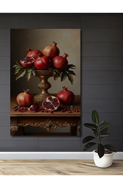 Teona Ahşap Nar Taneleri Yağlı Boya Görünümlü Ahşap Dekoratif Ev,Antre,Salon,...