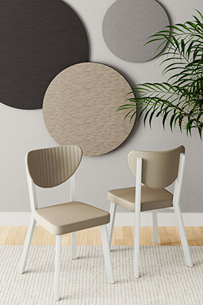 DEREN HOME Arfem Serisi 1 Adet KAPİÇİNO Mutfak Cafe Yemek Sandalyesi Metal İs...