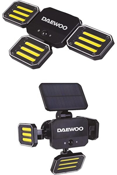 Daewoo مصباح كاشف شمسي موفر للطاقة 3.5 واط: إضاءة أمنية خارجية – بطارية 2400 ملّي أمبير، ، تركيب لاسلكي سهل