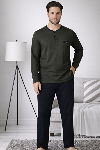 Erse Men's Pajama Set – 100% Cotton, High-Quality Interlock Fabric - Burgundy - Olive Green - Gray