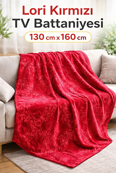 Lori Kırmızı Tek Kişilik TV Battaniyesi 130 x 160 cm %100 Polyester