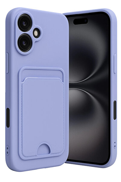 NewFace حافظة ايفون 16 من سبيترنس سيليكون مع حامل بطاقات (174806) - ليلك