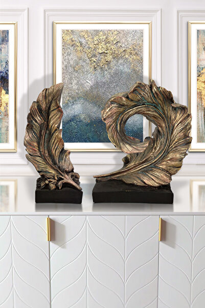 Tual Hobi Sanat Dekoratif Kaideli Kuş Tüyü Biblo Seti (2 Parça)