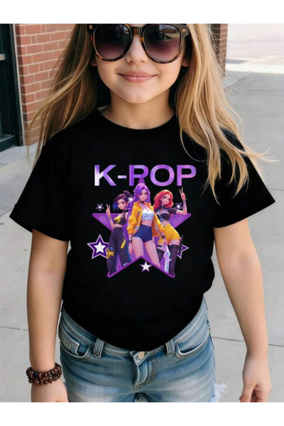 barsdepo Tricou KPOP HUNTRIX cu imprimeu , Tricou unisex supradimensionat pen...