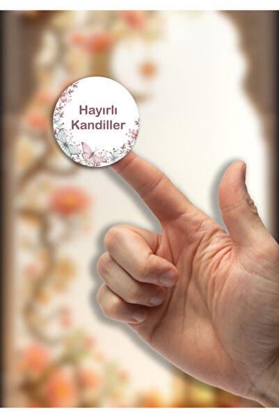Piksel Grafik Hayırlı Kandiller Kelebek Model Sticker 4 cm 24 Adet