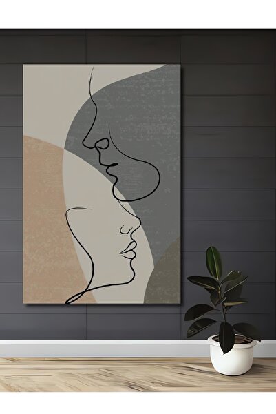 Teona Ahşap Tek Çizgi İki Yüz Soyut Sanat Ahşap Dekoratif Ev,Antre,Salon,Ofis...