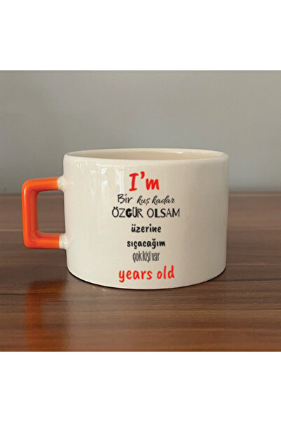 Kırtasiye Ofisi كوب هدية تحفيزي مربع الشكل بمقبض برتقالي، إذا كنت حرًا مثل ال...