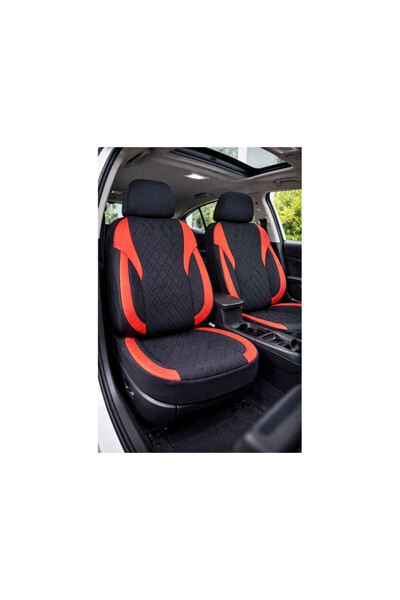 Lumi LUXURY Huse scaune auto universale fractionate Premium fata si spate dimensiuni standard negru rosu