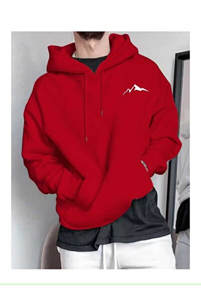 CLASSY.MODA Hanorac premium unisex cu logo Mountain, cu croială largă, Swea t...