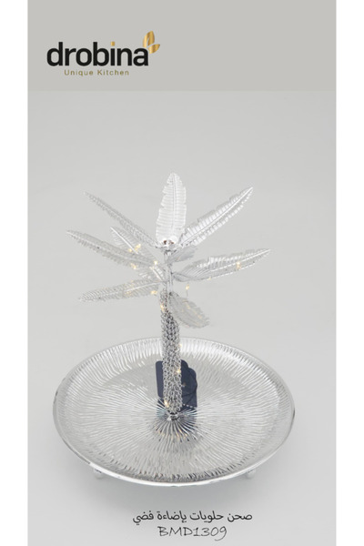 drobina Round dessert plate with silver lighting, Drobina