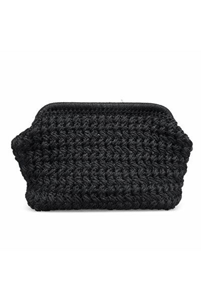 BY AKTEPE STORE Mango Model El Örgüsü Simli Deri Tabanlı Burslu Clutch Çanta ...