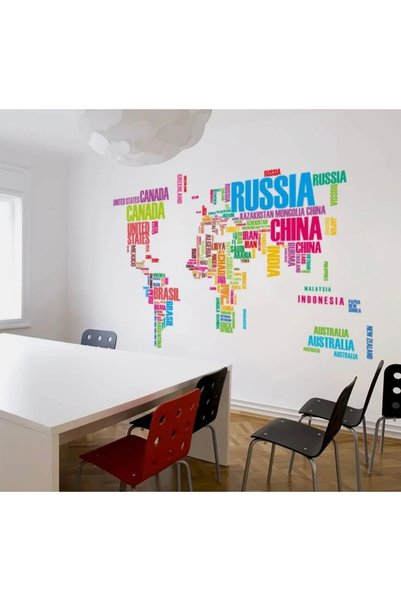 mertyavm Sticker World Map XL Modern World Map Wall Sticker Self-Adhesive Puzzle Map