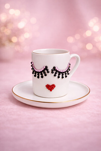 YAMYBEECANDLES Crystal Stone Coated 2-Piece Coffee Cup with Face Detail