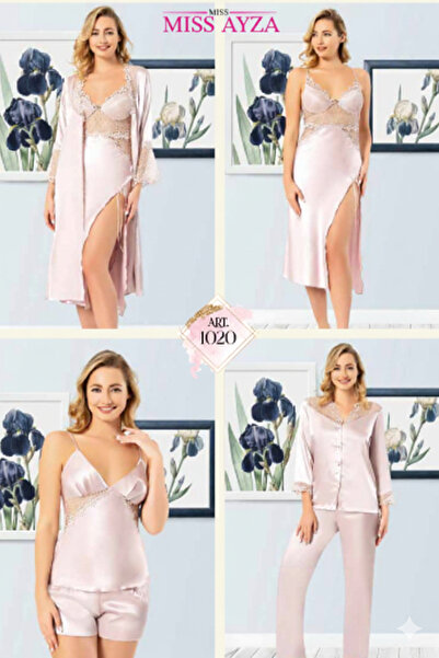 MİSS AYZA İÇTEN GELEN ŞIKLIK MissAyza 1020 КОпринен сатен 6-частен комплект о...