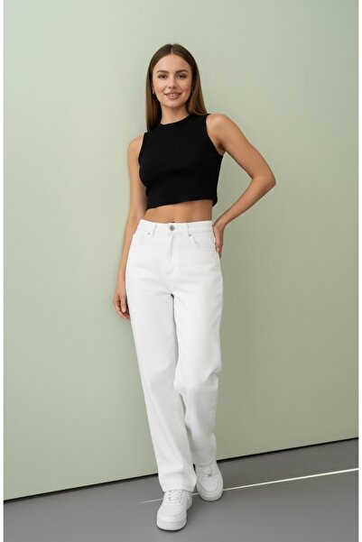 Lyvens White Palazzo High Waist Women's Pants - Wide Leg Relaxed Fit