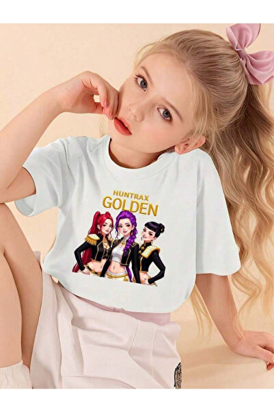 barsdepo تي شيرت HUNTRIX GOLDEN مطبوع، قصة فضفاضة تي شيرت للجنسين للأطفال/الب...