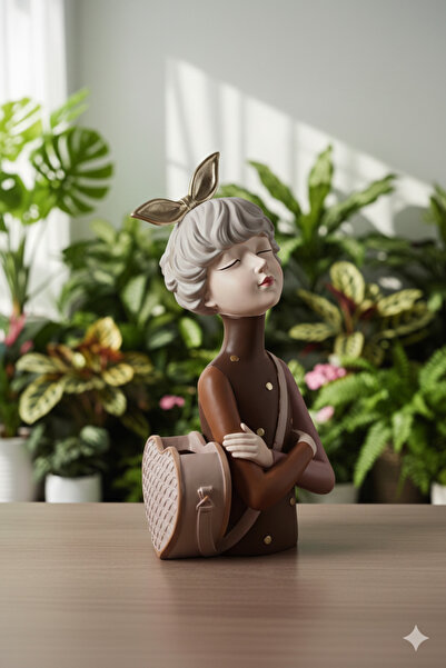 Dekoromi Decorative Luxury Girl with Bag Cobalt Vase (34X17Cm) Home Office De...