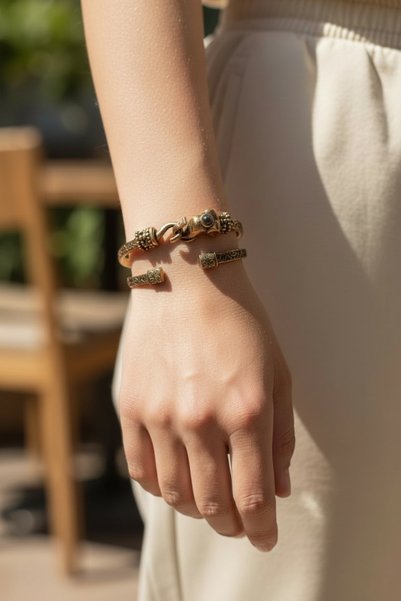 kapris concept Special Design Elephant Figured Antiallergic Vintace Double Bracelet Set