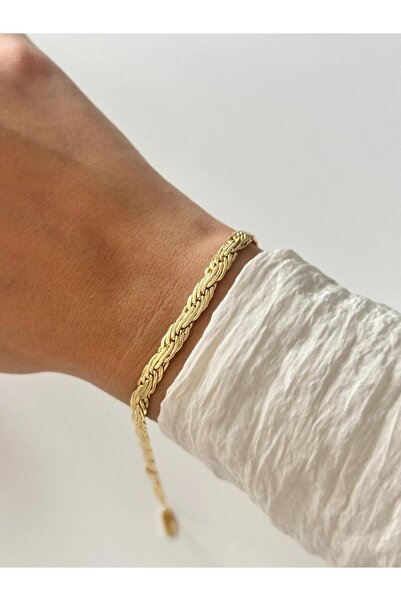 Charmist 14K Çelik Üzeri Altın Kaplama Zirkon Taşlı Özel Seri Bileklik