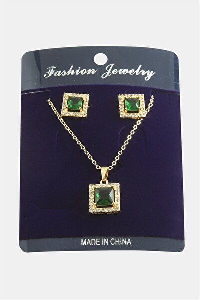 ZERO LAND OZLSTOR مجموعة قلادة مرصعة بحجر الزركون (185825) - أسود