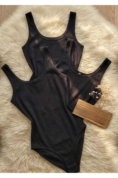 Loule Pachet de 3 body din bumbac cu bretele groase și cu închidere rapidă (formă elastică și confortabilă)