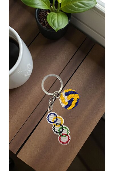 SEARD Miyuki Beads Handmade Olympic Flag and Volleyball Keychain/Bag Charm