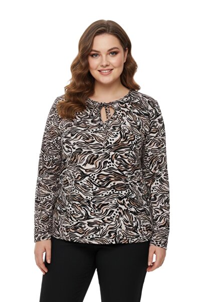 LİNSOLİTA Γυναικεία μπλούζα με γιακά με τύπωμα BGL-ST05099