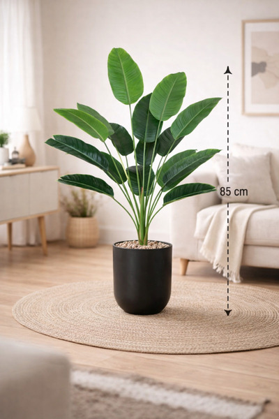 CENTRHOME شجرة ورق موز أخضر (18 ورقة) بطول 85 سم