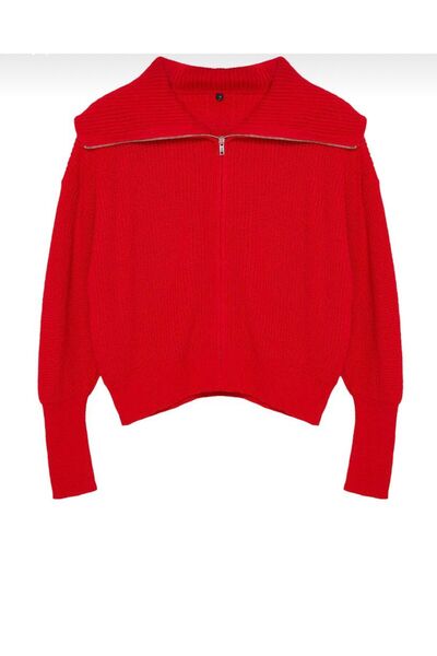 winter club Swc Women's Turn-Down Collar Zippered Knitwear Cardigan