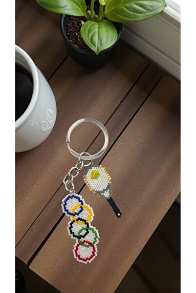 SEARD Miyuki Beads Handmade Olympic Flag and Tennis Racket Keychain/Bag Charm 3