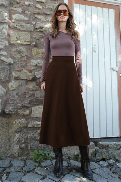 MARTYZ Elastic Waist Suede Bell Skirt