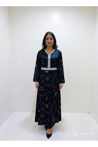 NALA FASHION Black jalabiya embroidered with silver