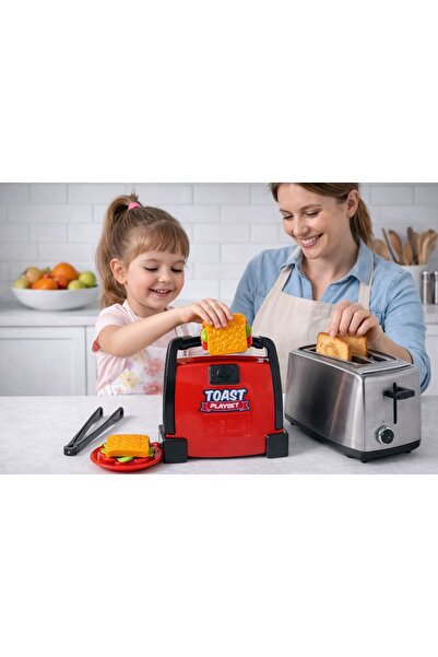 Akar Oyuncak Tost Makinesi Seti Kırmızı