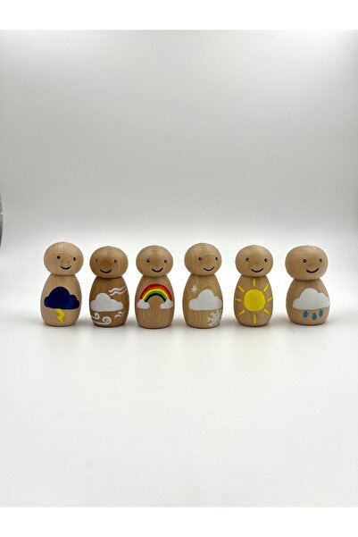 Alf Wood Weather Peg Doll Set- Educational Wooden Toy - Handmade