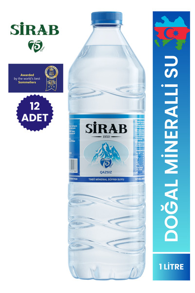 SİRAB Doğal Mineralli Su Qazsız 1 Litre 12 Adet