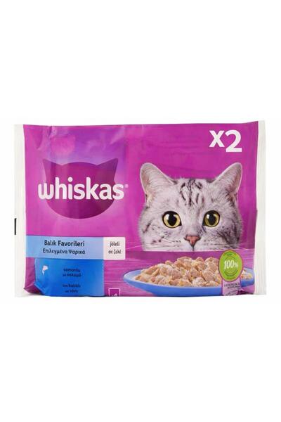 Whiskas Pouch Balık Favorileri Yetişkin Kedi Konservesi 85gr 4'lü 2 adet
