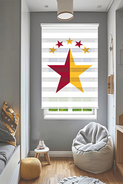 Perdecizade (ENXBOY)SARI KIRMIZI YLDIZ (İSİM YAZILIR)DİJİTAL BASKILI ZEBRA PE...