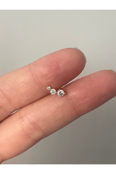 denizden silver Üç taşlı gümüş yay piercing
