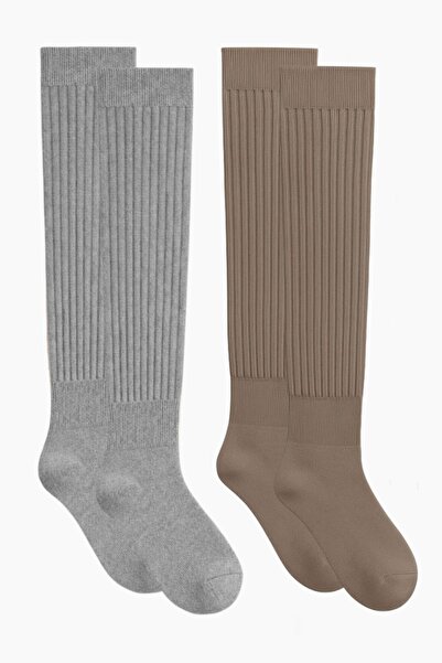 COTENCONCEPT 2 Pairs of Basic Elastic Thick Cotton Blend Over-The-Knee Socks