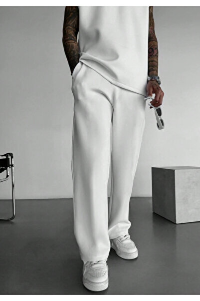 Arz giyim Ανδρικό βασικό λευκό παντελόνι φόρμας με άνετο και απλό σχέδιο