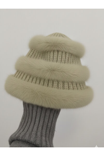 Vanya قبعة نسائية فاخرة محبوكة بتفاصيل من الفرو